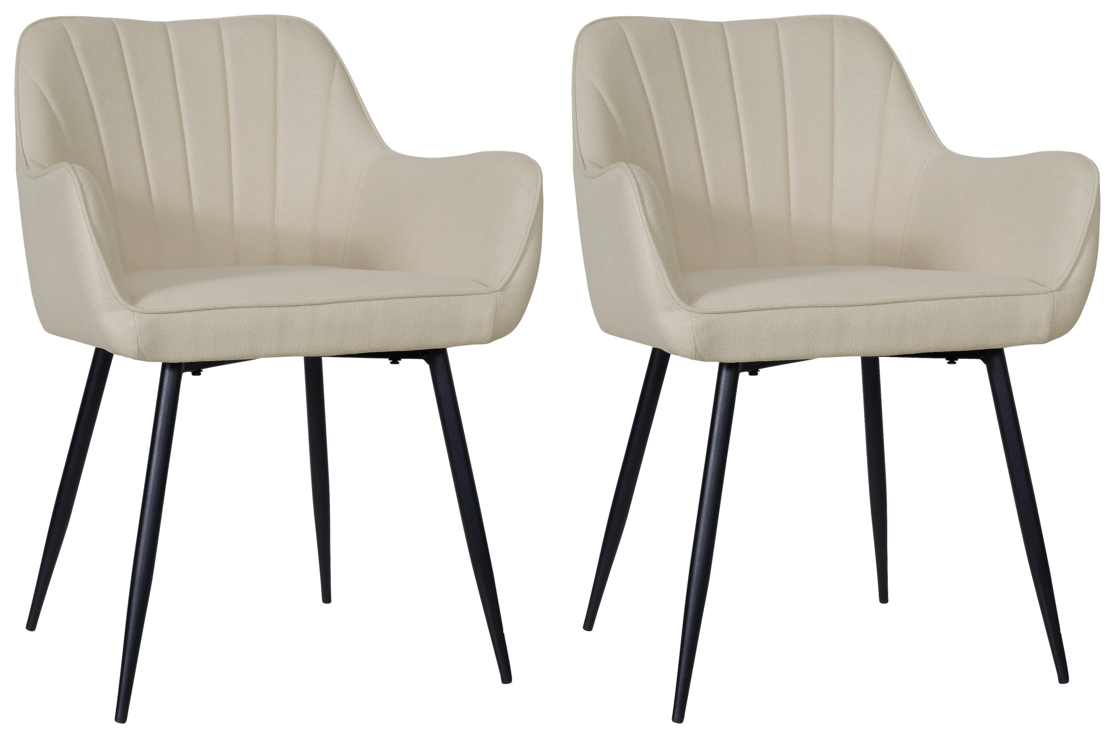 Armlehnstuhl Anna Beige Echtholz Beine - Beige/Schwarz, MODERN, Holz/Textil (57/79/58cm) - MID.YOU