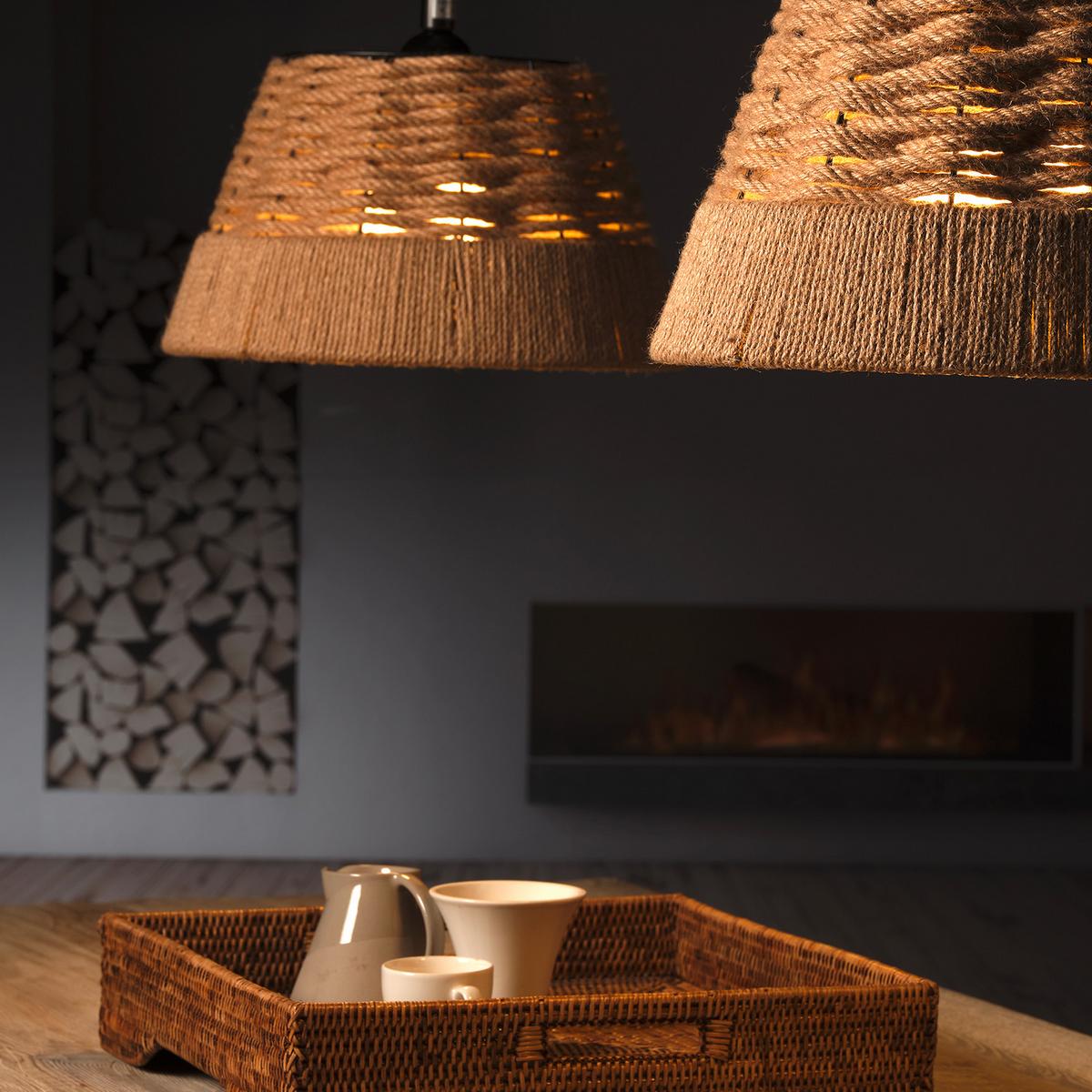 Hängeleuchte 1732/S - Beige, Natur, Naturmaterialien/Textil (36/136cm)