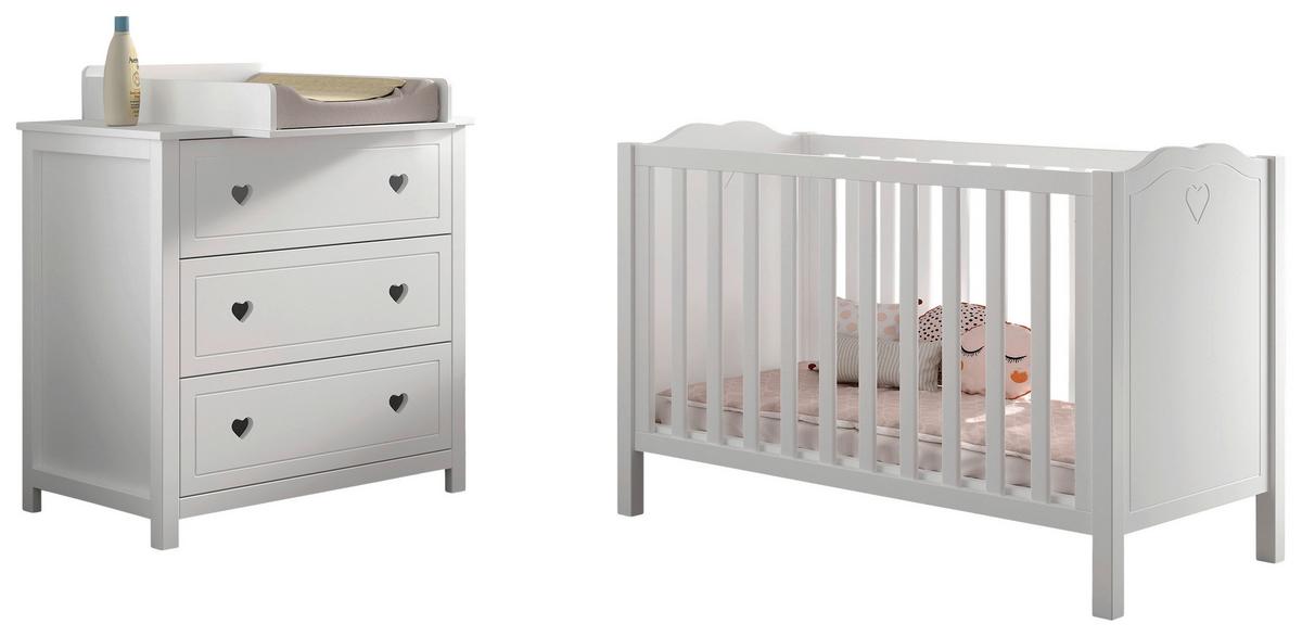 BABYZIMMER Amori Weiß 3-teilig - Weiß, MODERN, Holz/Holzwerkstoff - Vipack