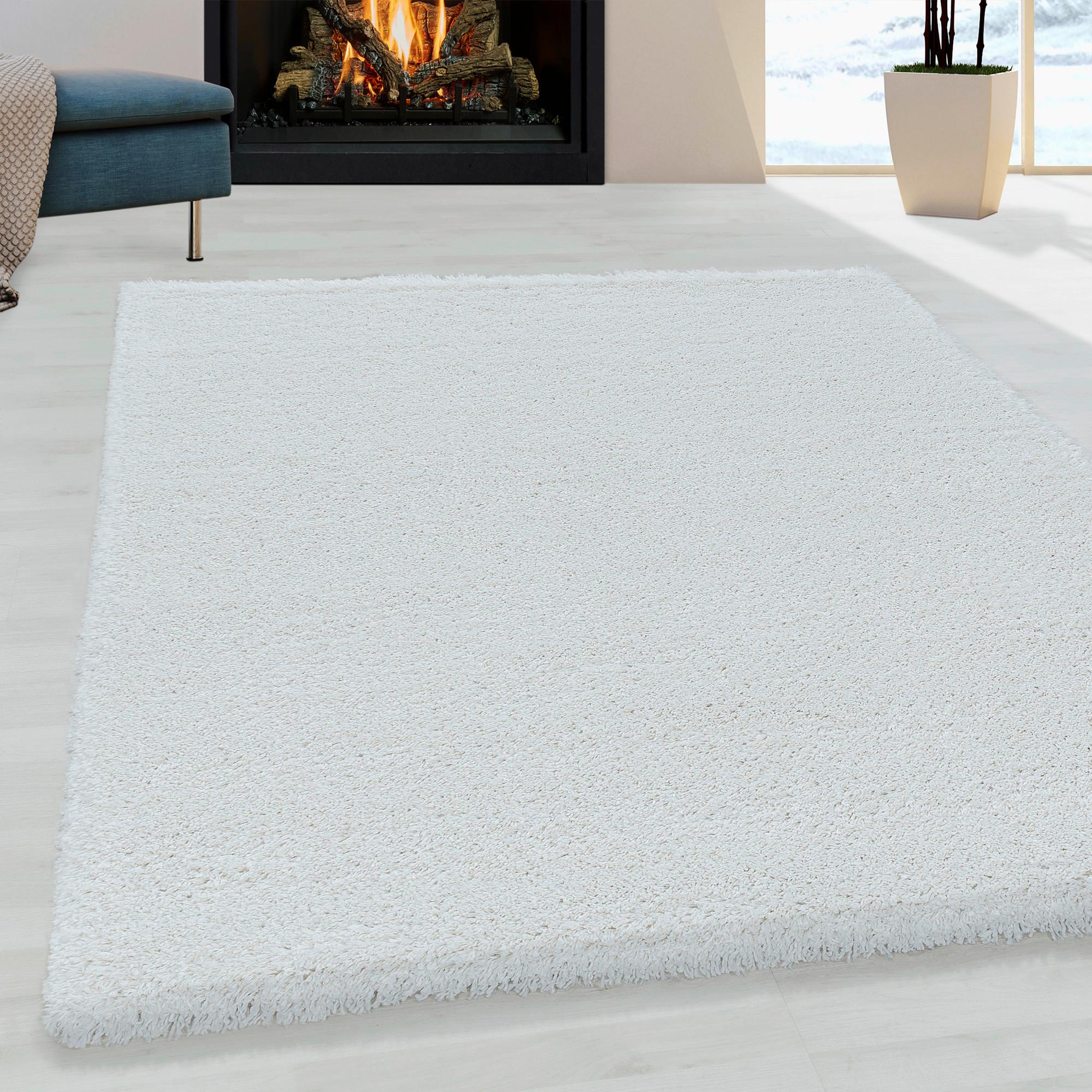 Hochflor Teppich Weiß Fluffy 60x110 cm - Weiß, Basics, Textil (60/110cm)
