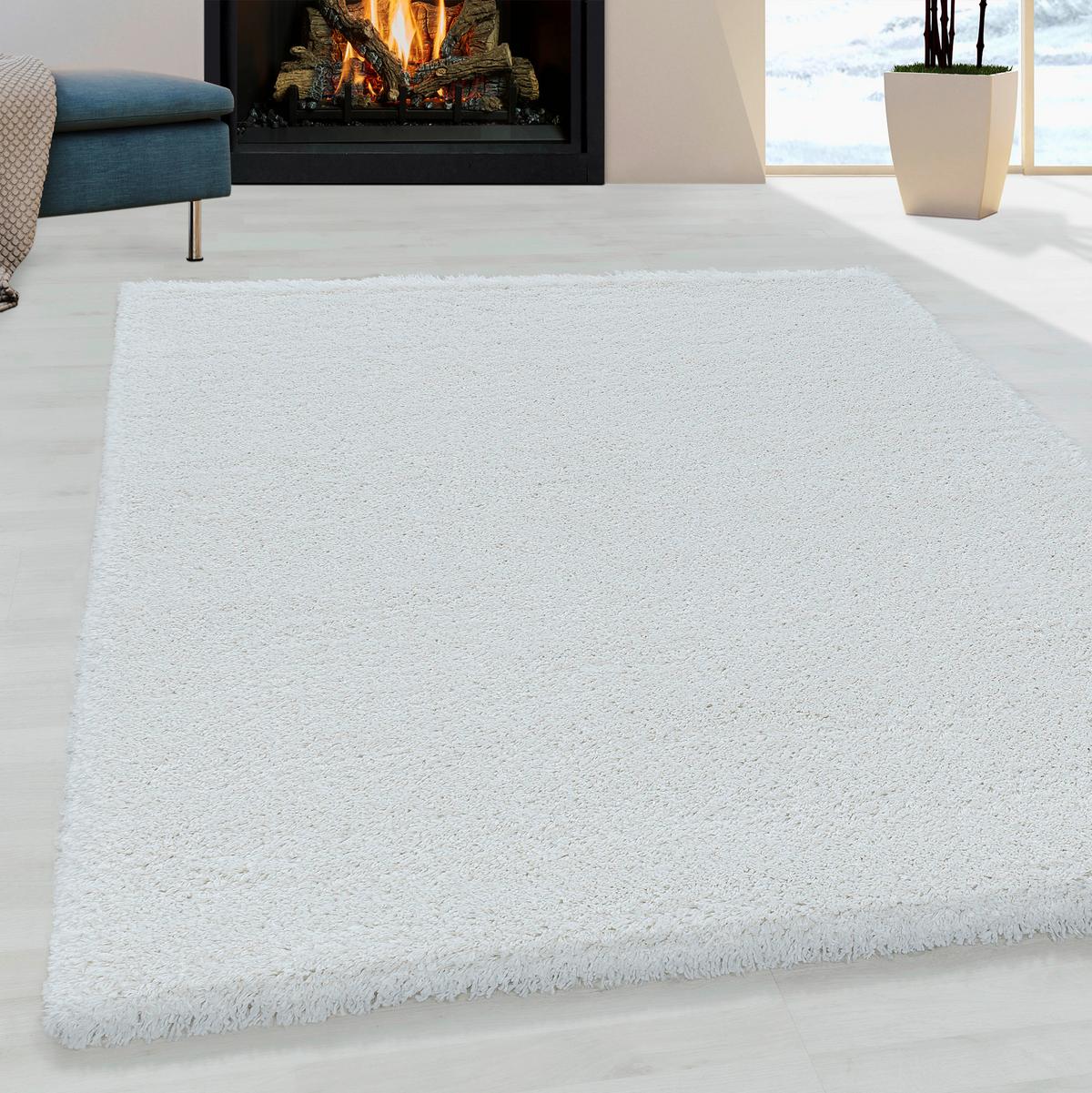 Hochflor Teppich Weiß Fluffy 120x170 cm - Weiß, Basics, Textil (120/170cm)