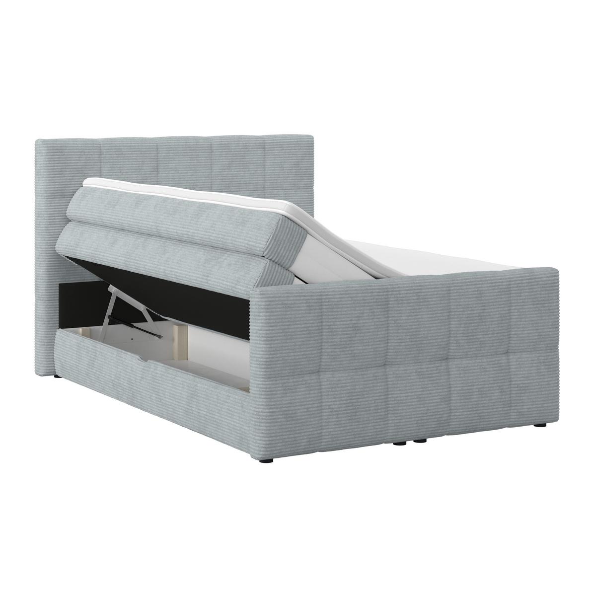 Boxspringbett mit Topper und Bettkasten 140x200 Medino - Silberfarben, KONVENTIONELL, Holz/Holzwerkstoff (140/200cm)