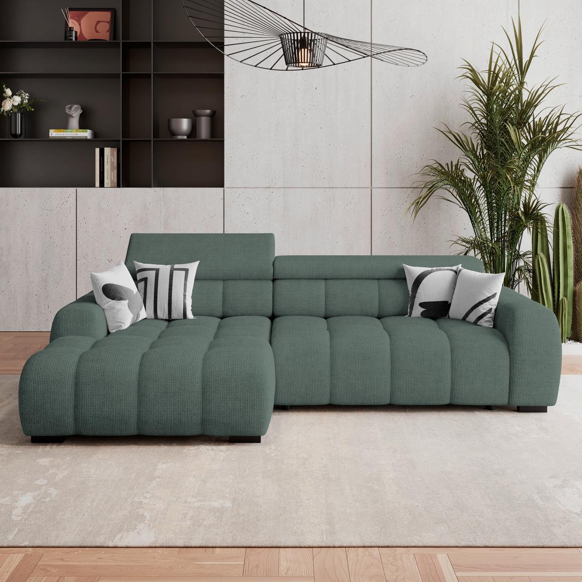 Ecksofa Fargo S Grün, B: 168cm - Schwarz/Grün, Trend, Textil (168/285cm)