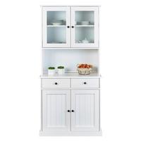 Kredenz Westerland B: 90 Cm Echtholz Weiß 4-Türig - Weiß, Basics, Glas/Holz (90/191/45cm) - MID.YOU