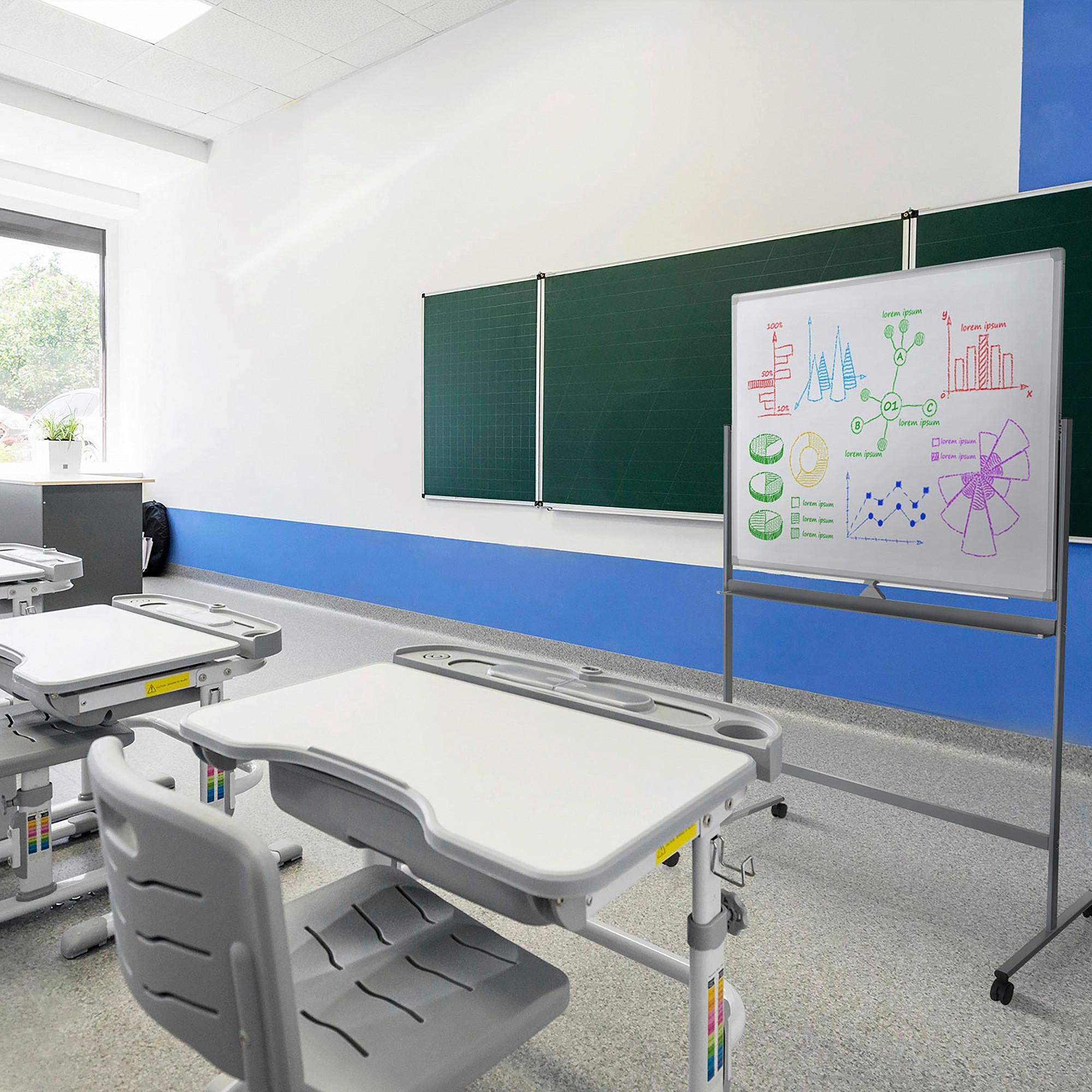 Whiteboard Multiboard I - Silberfarben/Weiß, Basics, Metall (128/187/54cm) - MID.YOU