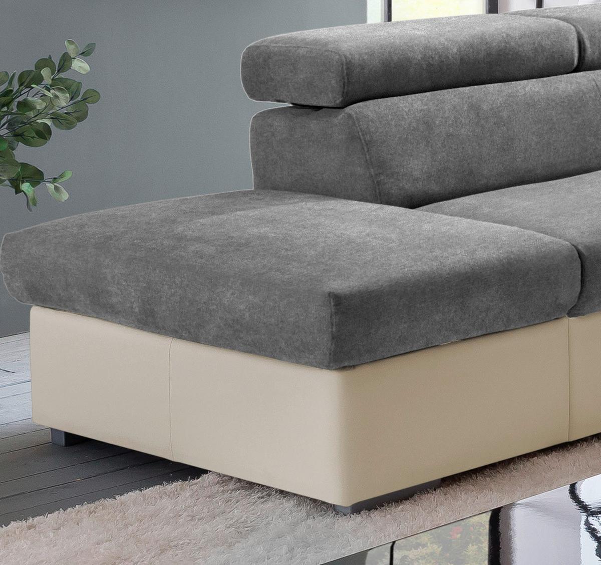 Sedacia súprava MILLA antracitová/hnedá ľavý roh - hnedá/antracitová, Basics, drevo/textil (217/252cm)
