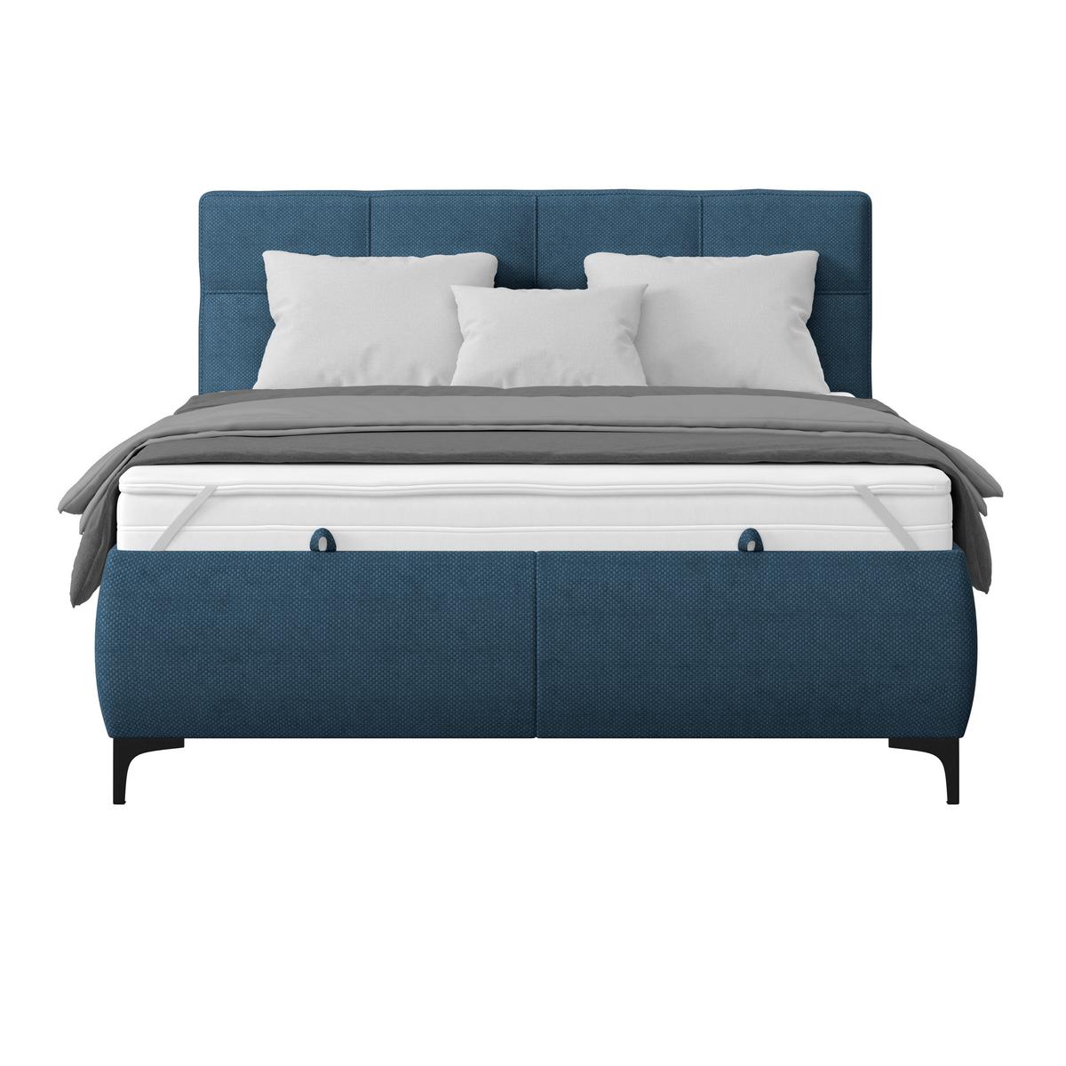 Polsterbett Zeni 140 - Schwarz/Dunkelblau, KONVENTIONELL, Holz/Textil (140/200cm)