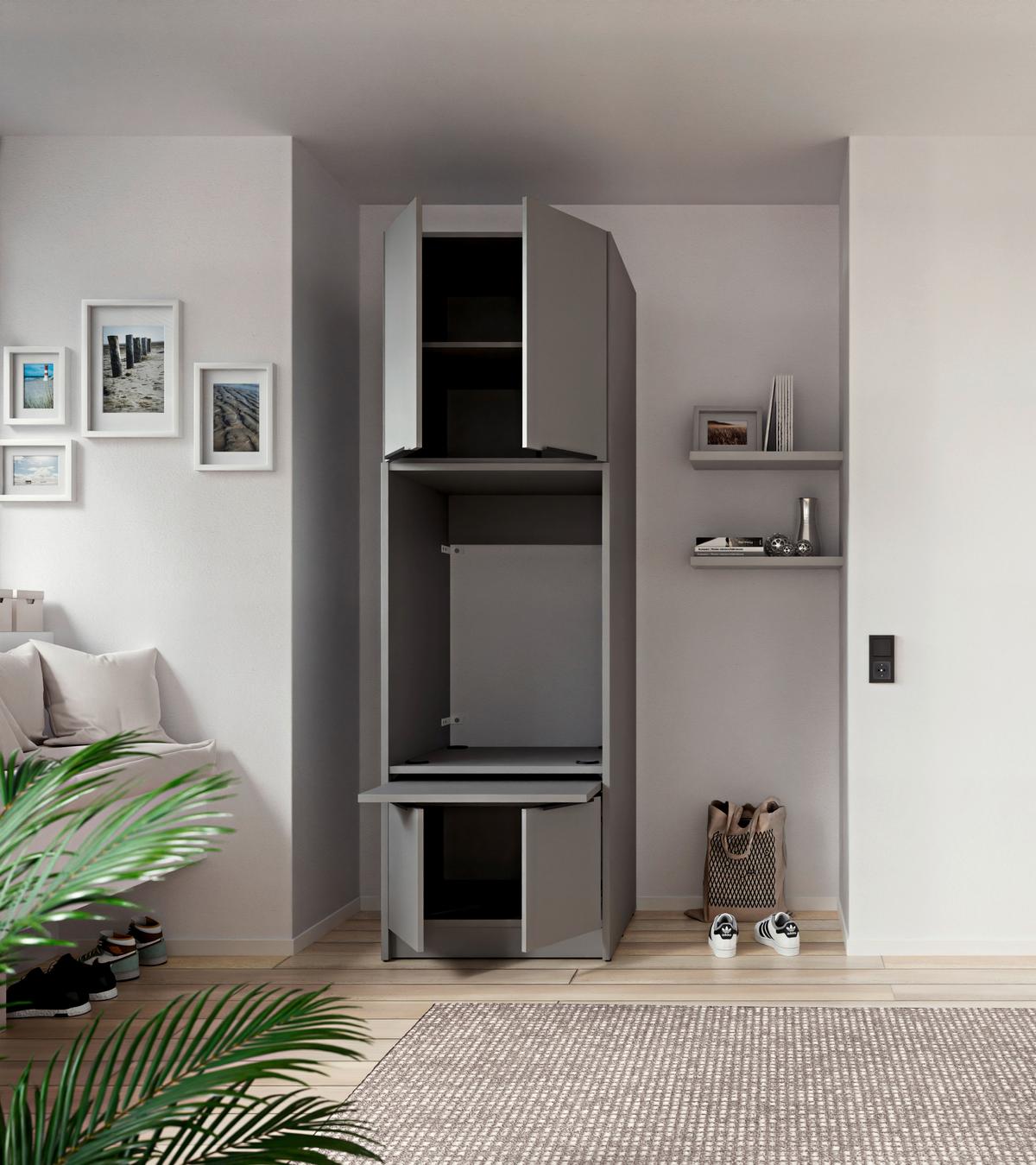 SKŘÍŇKA NAD PRAČKU TIDY HERO - šedá/černá, Basics, kov/kompozitní dřevo (70/150/68cm) - P & B