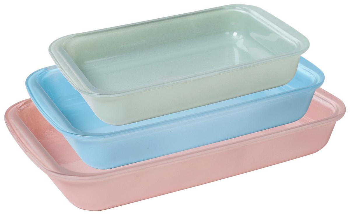 Auflaufformenset Astrid - Blau/Rosa, LIFESTYLE, Glas - Luca Bessoni