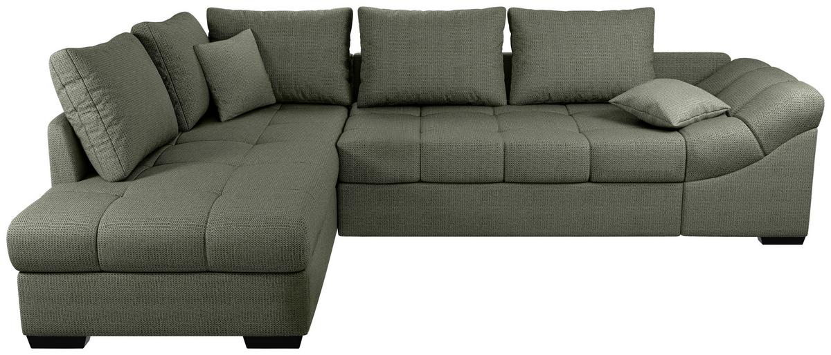 Eckschlafsofa Alvito Dunkelgrün S: 202x298cm - Dunkelgrün/Schwarz, MODERN, Textil (202/298cm) - MID.YOU