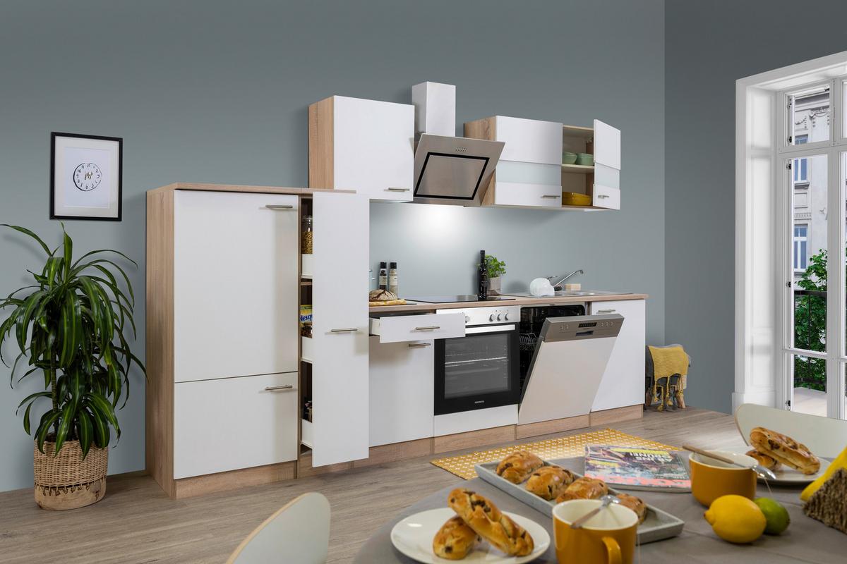Küchenblock Merle Küchenblock 310 cm - Eichefarben/Weiß, Basics, Holzwerkstoff (310cm) - Respekta