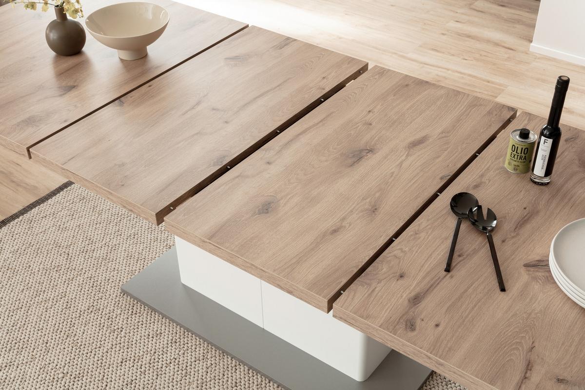 Esstisch Palermo Weiß/eiche D. B: 180cm - Eichefarben/Weiß, Design, Holzwerkstoff (180/77/100cm) - Livetastic