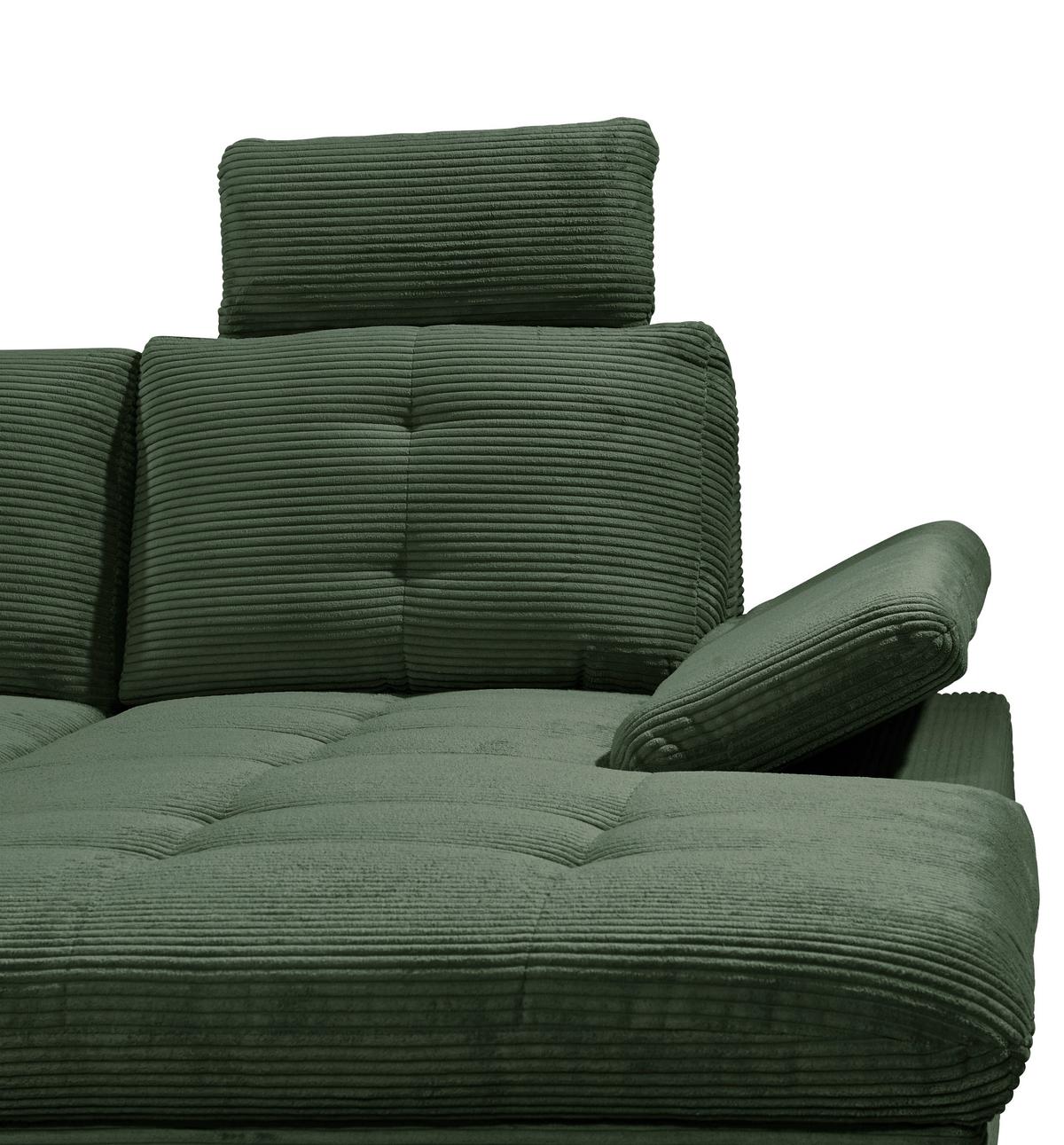 Wohnlandschaft Ascot Dunkelgrün U: 220x324x170 Cm - Dunkelgrün/Eichefarben, KONVENTIONELL, Textil (220/324/170cm) - MID.YOU