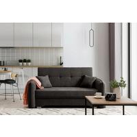 Schlafsofa Laine Dunkelgrau, B: 155 cm - Dunkelgrau/Silberfarben, Design, Textil (155/105/75cm) - MID.YOU
