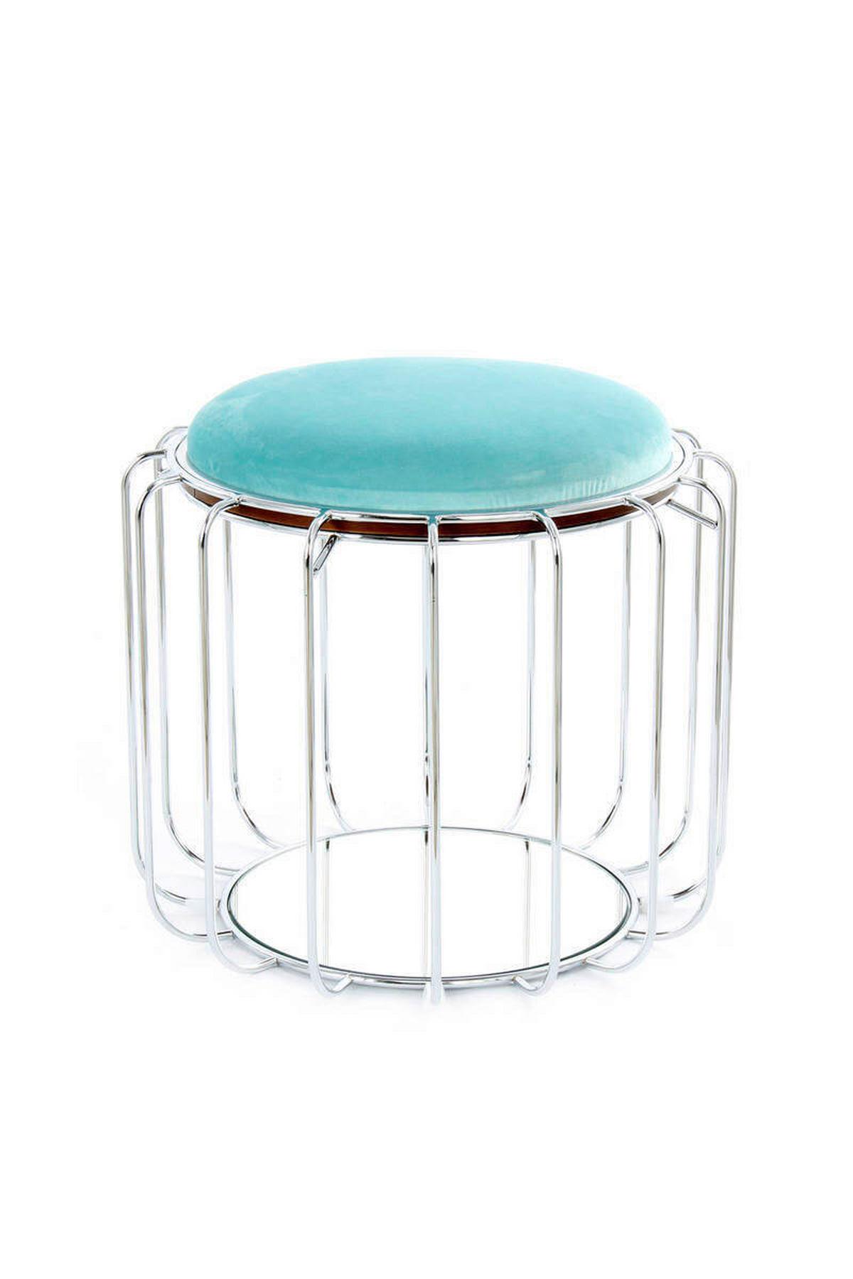 Beistelltisch/pouf 2 In 1 Comfortable Silber/mint - Silberfarben/Mintgrün, Basics, Glas/Holzwerkstoff (50/50/45cm) - Kayoom