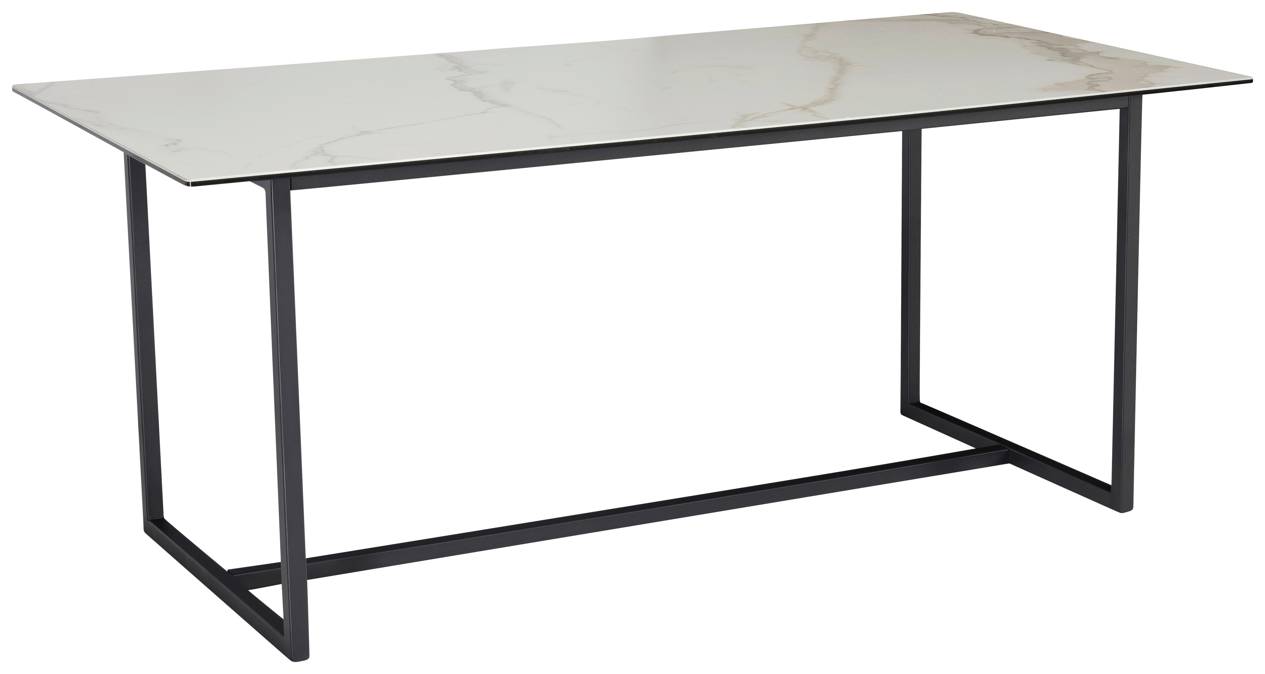 Esstisch Weiß, L: 180 cm - Schwarz/Weiß, Design, Keramik/Metall (180/90/76cm) - MID.YOU