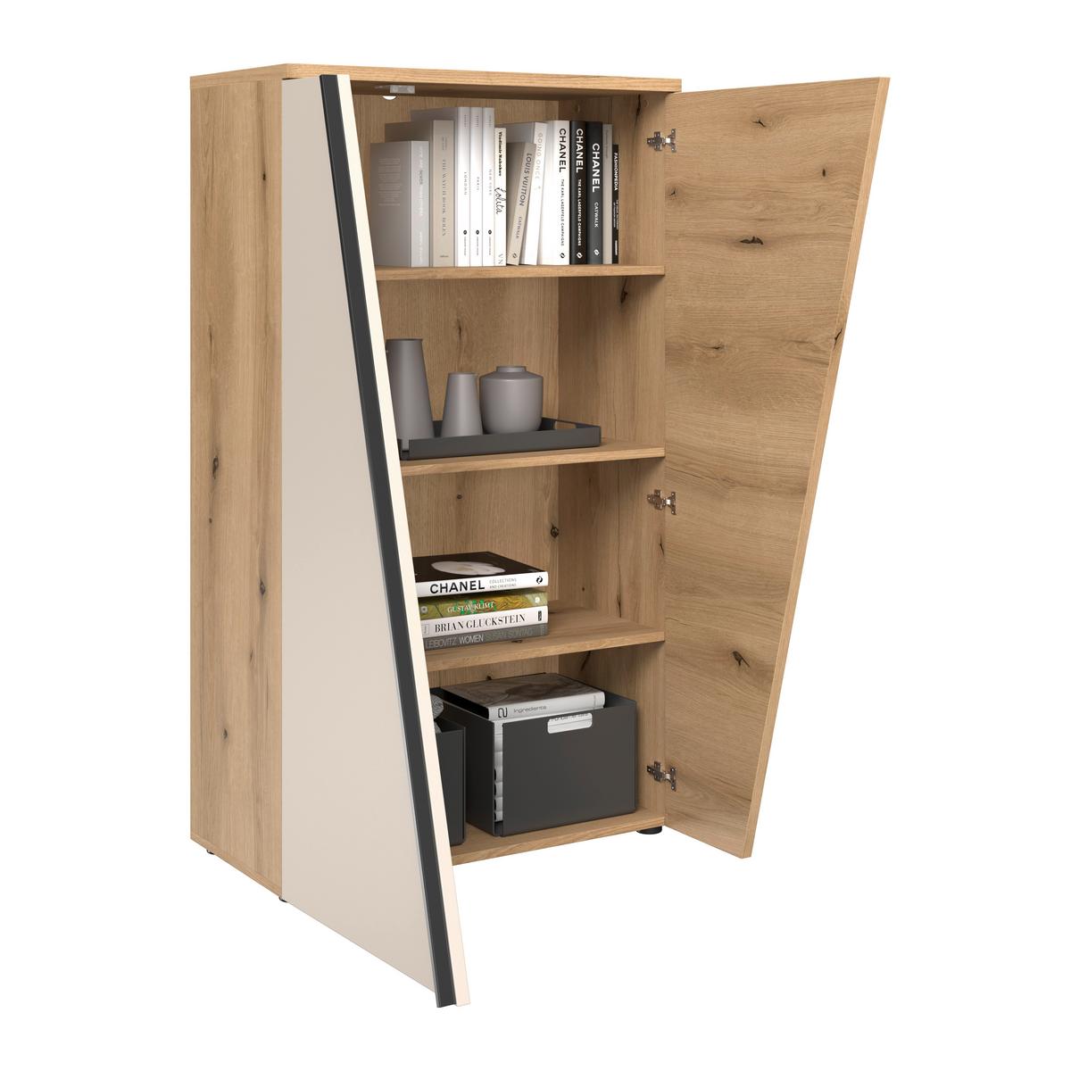 Highboard Venedig NEW Eichefarben/Kaschmir B: 77 cm - Kaschmir/Eichefarben, MODERN, Holzwerkstoff (77/134/37cm)