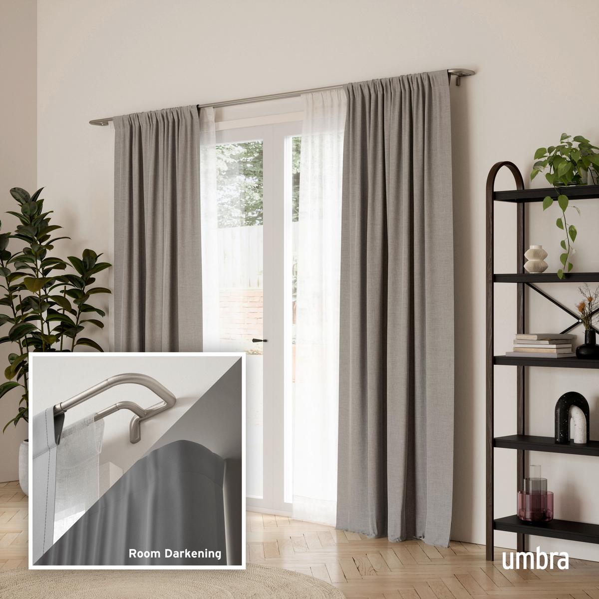 Vorhangstangenset Twilight Nickelfarben L: 76-213 cm - Nickelfarben, KONVENTIONELL, Kunststoff/Metall (76-213cm) - Umbra