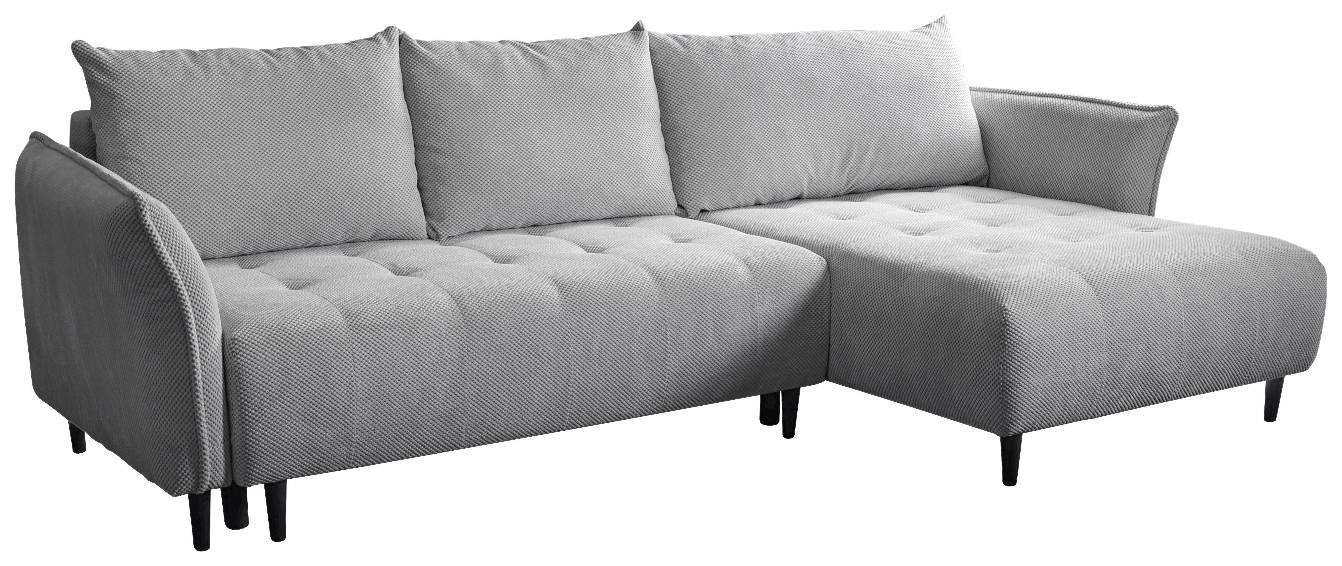 Ecksofa mit Schlaffunktion & Bettkasten Monte Carlo Grau - Hellgrau/Schwarz, Trend, Textil (290/160cm)