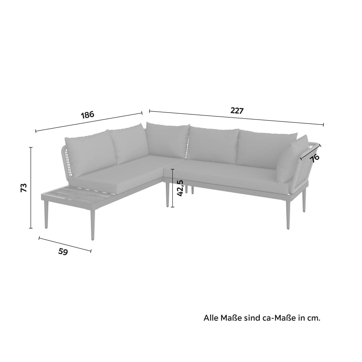 TERASOVÁ SEDACÍ SOUPRAVA SUNNY - šedá/barvy teak, Moderní, kov/dřevo (186/73/76cm) - Mömax