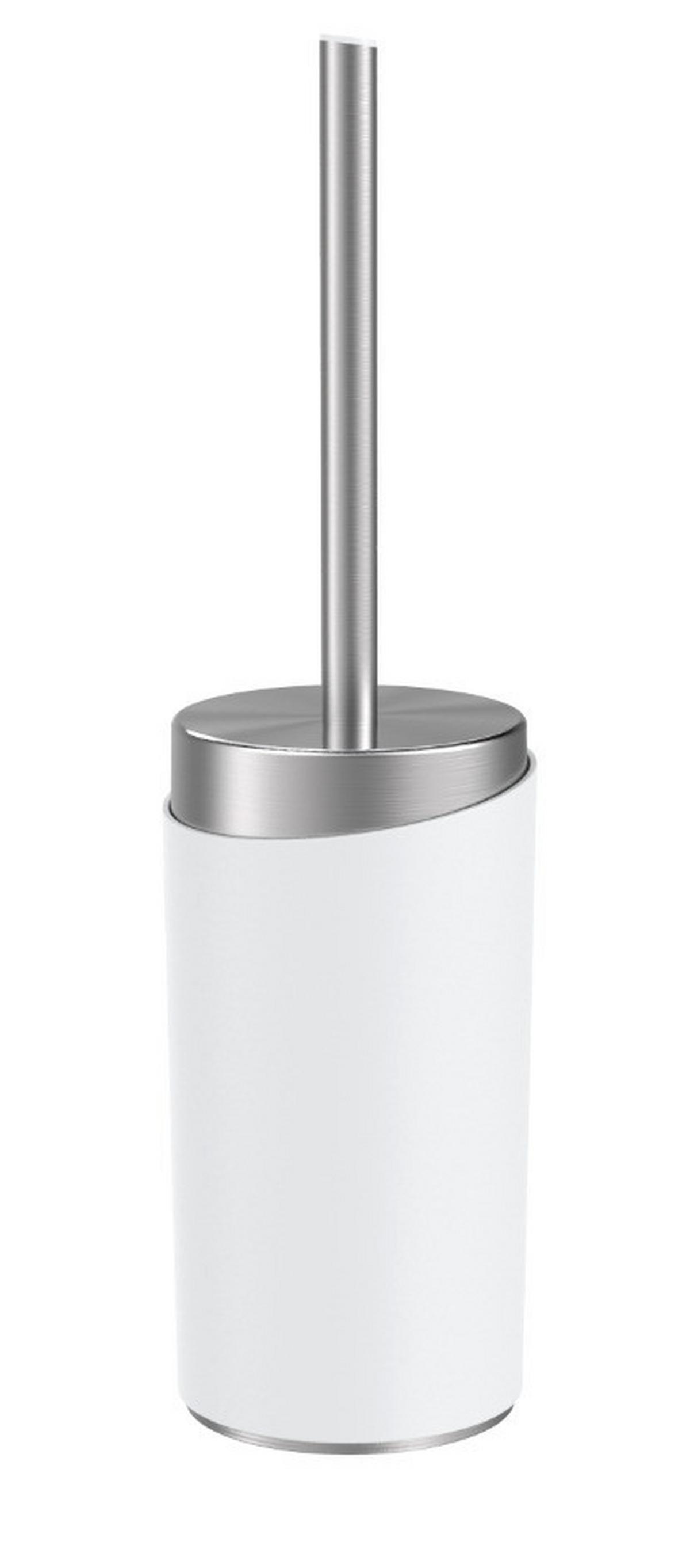 WC kefa Chris - biela/farba ušľachtilej ocele, Modern, kov/plast (9,6/37cm) - Premium Living