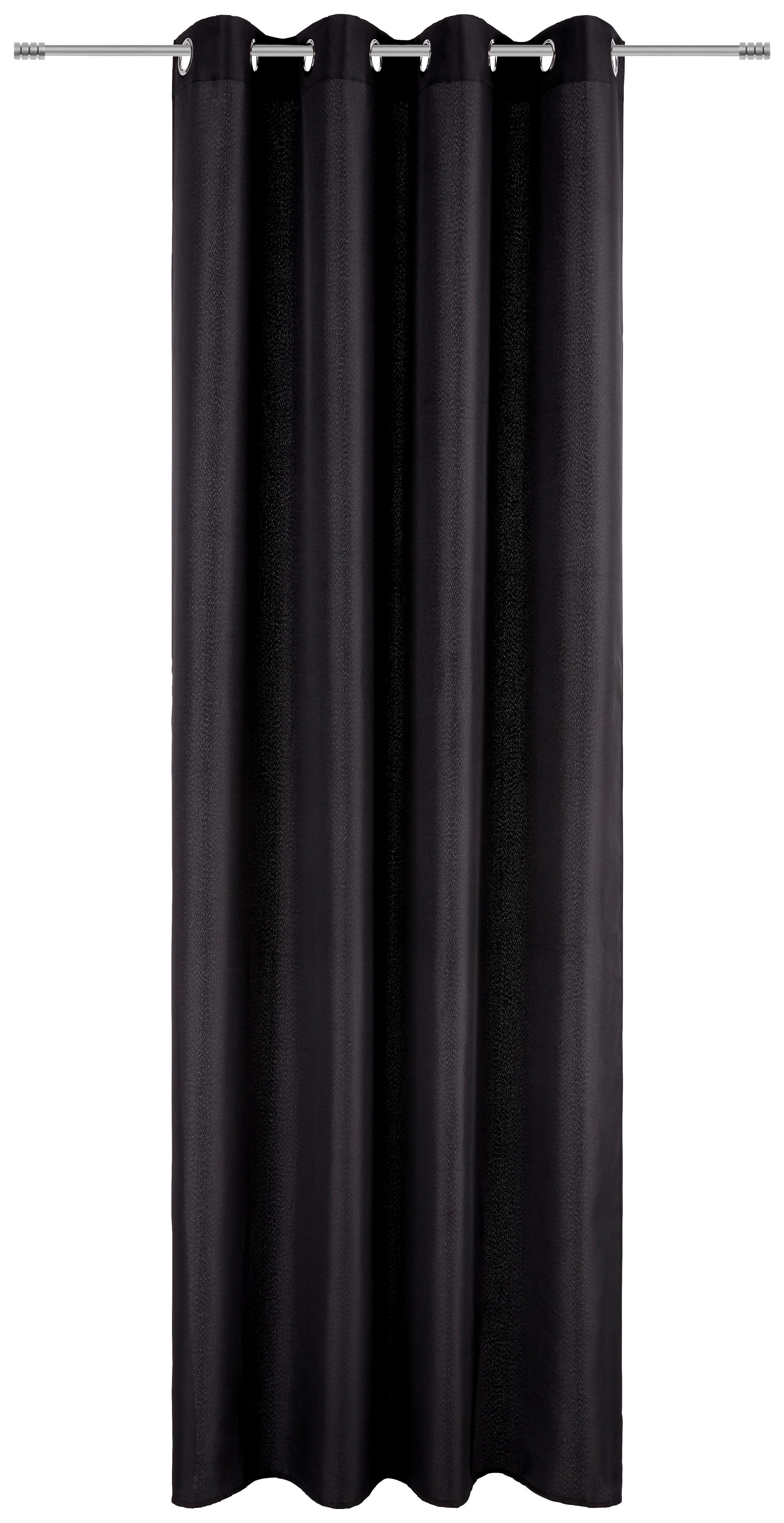 Vorhang mit Ösen Caro 140x245 cm Schwarz