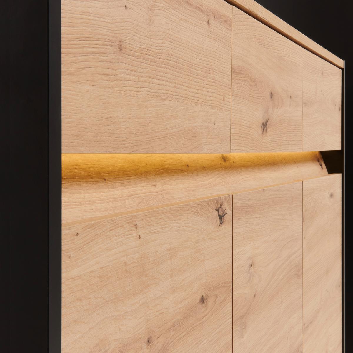 Kommode mit Led B: 130,5 cm Welcome, Eiche Dekor/Schwarz - Schwarz/Eiche Artisan, MODERN, Holzwerkstoff (130,5/109/38cm)