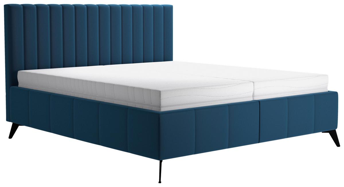 Manželská posteľl Vivien 2, 160x200, tmavě modrá - černá/tmavě modrá, Moderní, dřevo/textil (160/200cm)