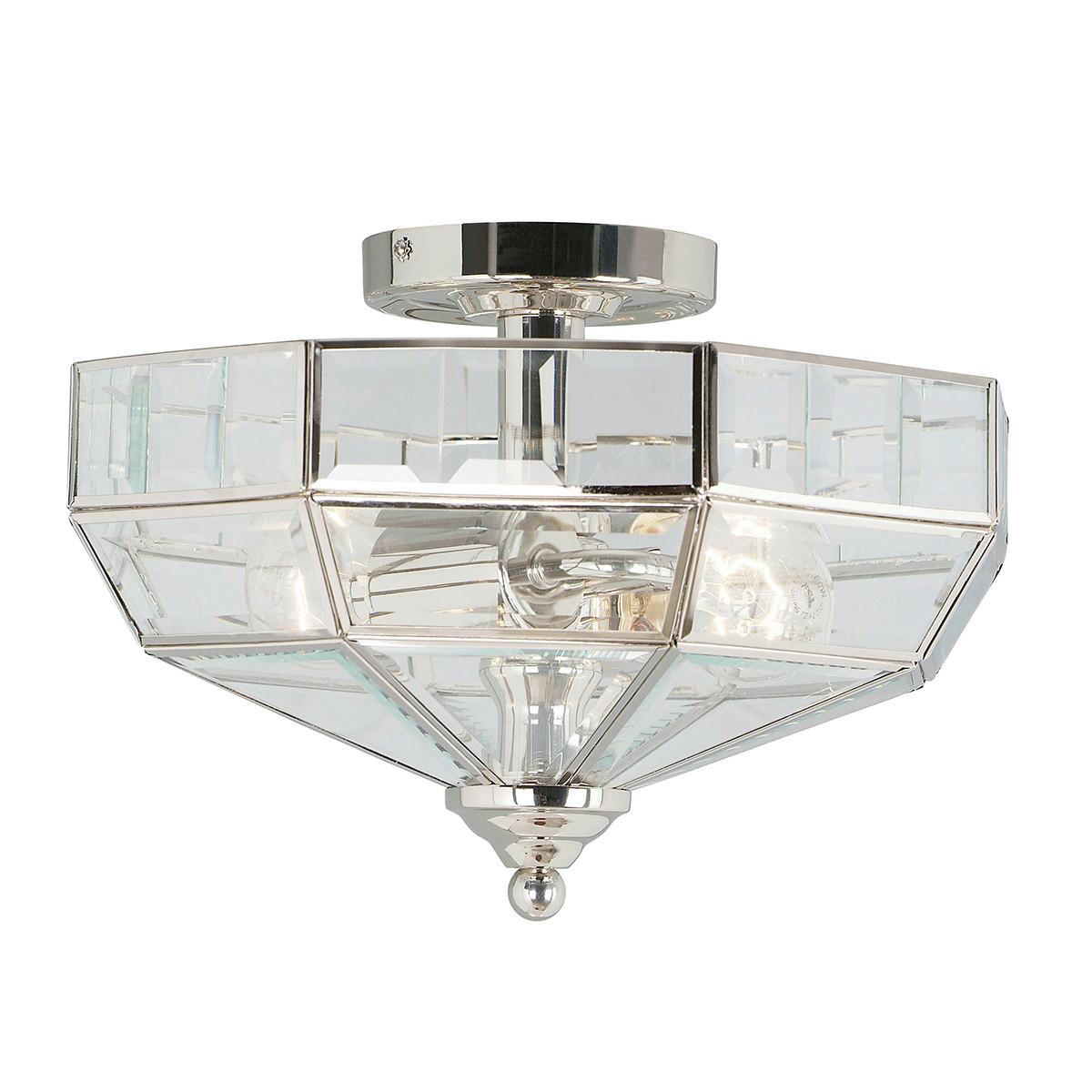 Deckenleuchte Park Ø 32 cm 2-Flammig Antik-Style - Nickelfarben, Natur, Glas/Metall (32/23cm) - Elstead Lighting