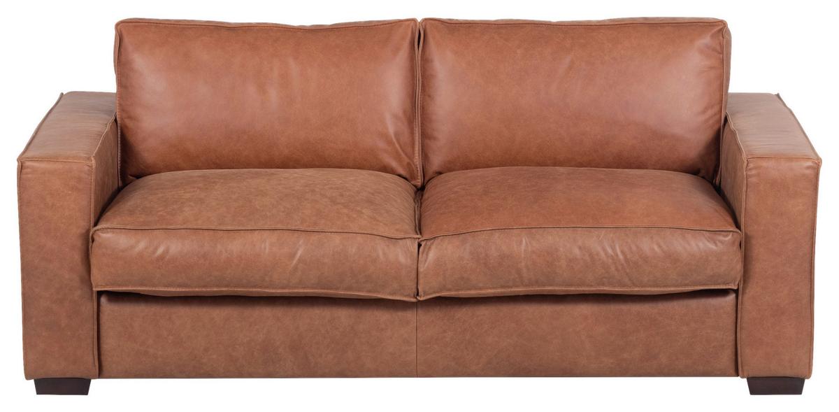 Schlafsofa Texas Cognac Anilinleder, B: 203 Cm - Cognac/Dunkelbraun, Design, Leder (203/85/99cm) - MID.YOU