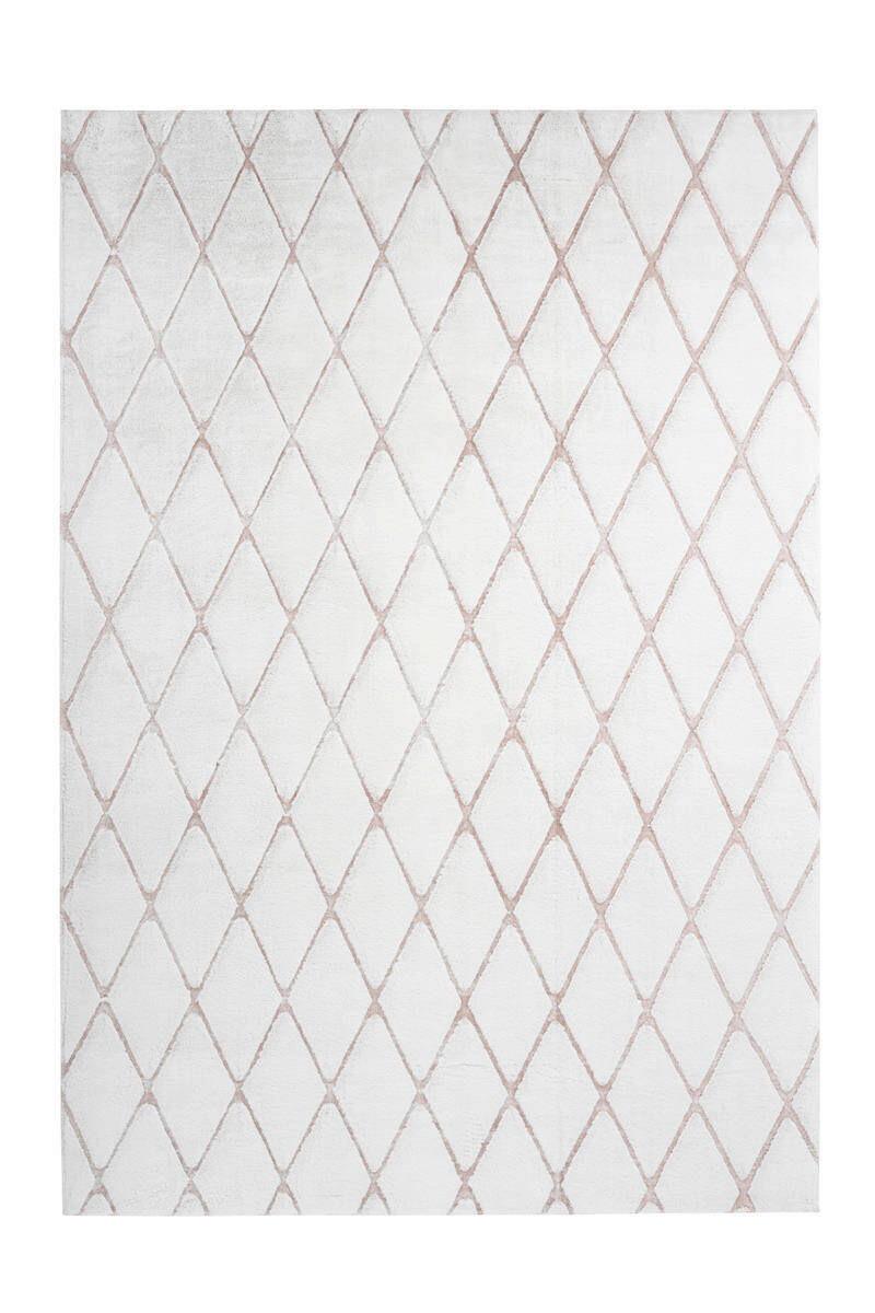 Hochflor Teppich Weiß/Rosa Vivica 160x230 cm - Weiß, Design, Textil (160/230cm) - Kayoom