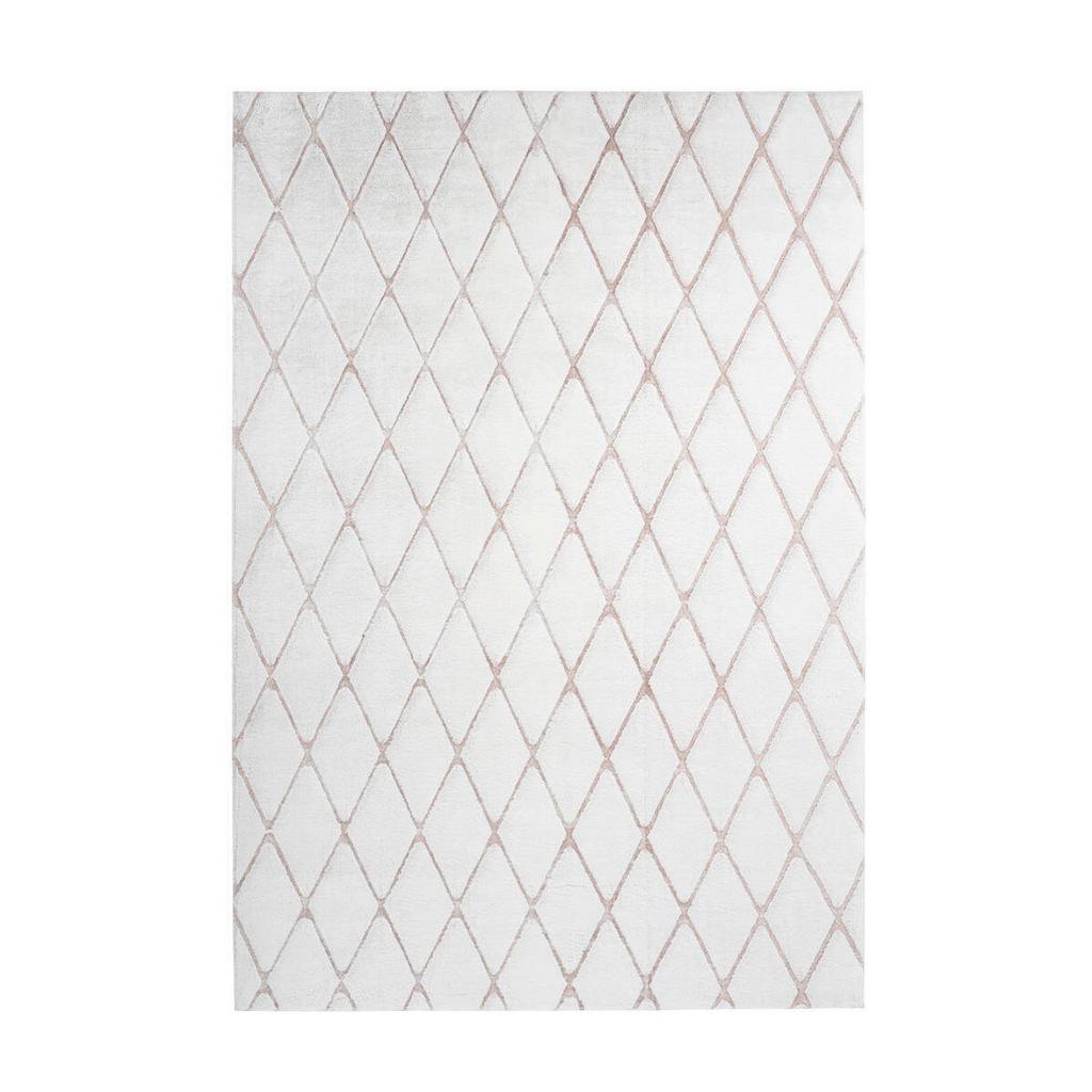 Hochflor Teppich Weiß/Rosa Vivica 80x150 cm