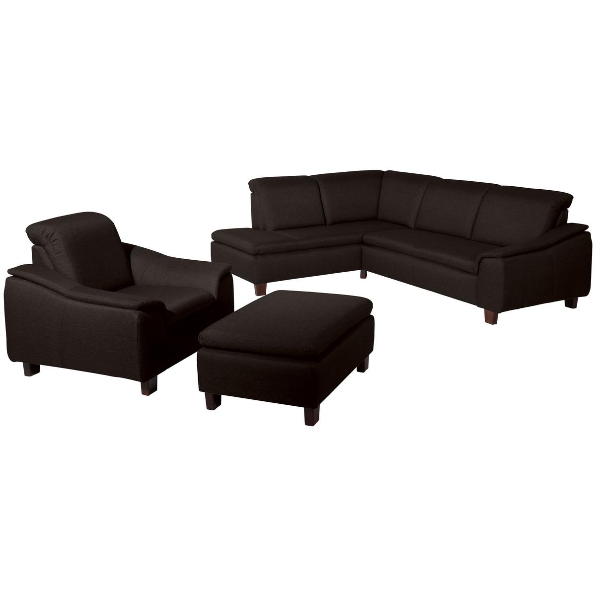 Polsterhocker Aaron Dunkelbraun H: 60 cm - Dunkelbraun/Nussbaumfarben, Design, Textil (90/60/43cm) - Max Winzer