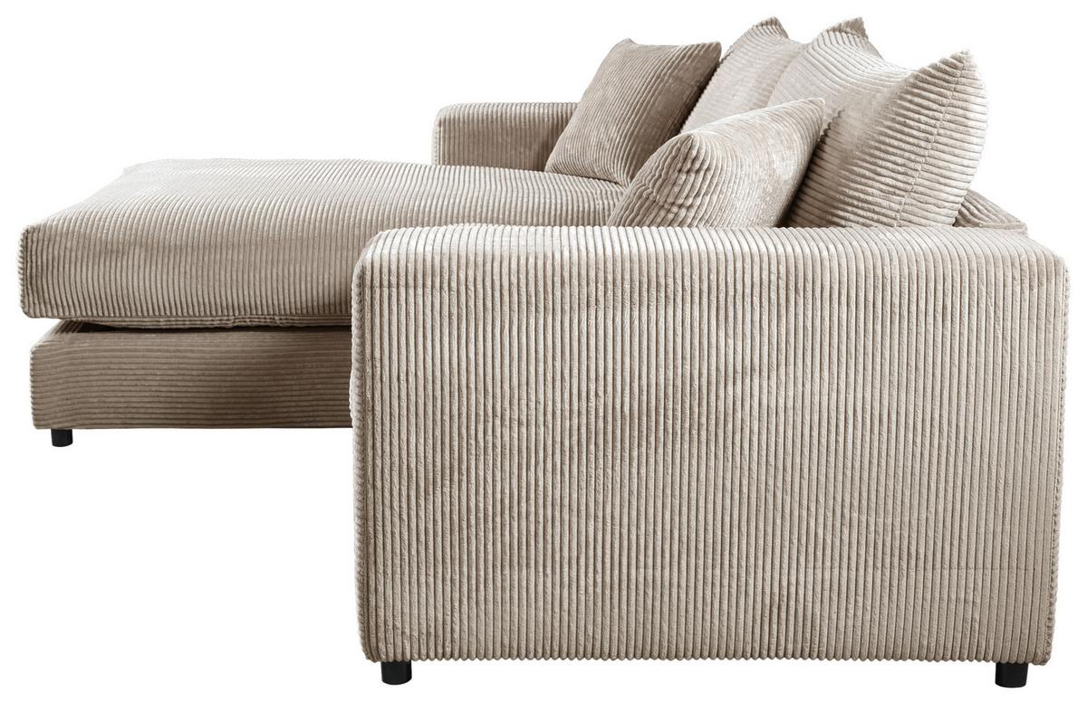 Ecksofa Funny S Links mit Hocker, Hellbraun, B: 265 cm - Hellbraun/Schwarz, Basics, Textil (180/265cm) - Livetastic
