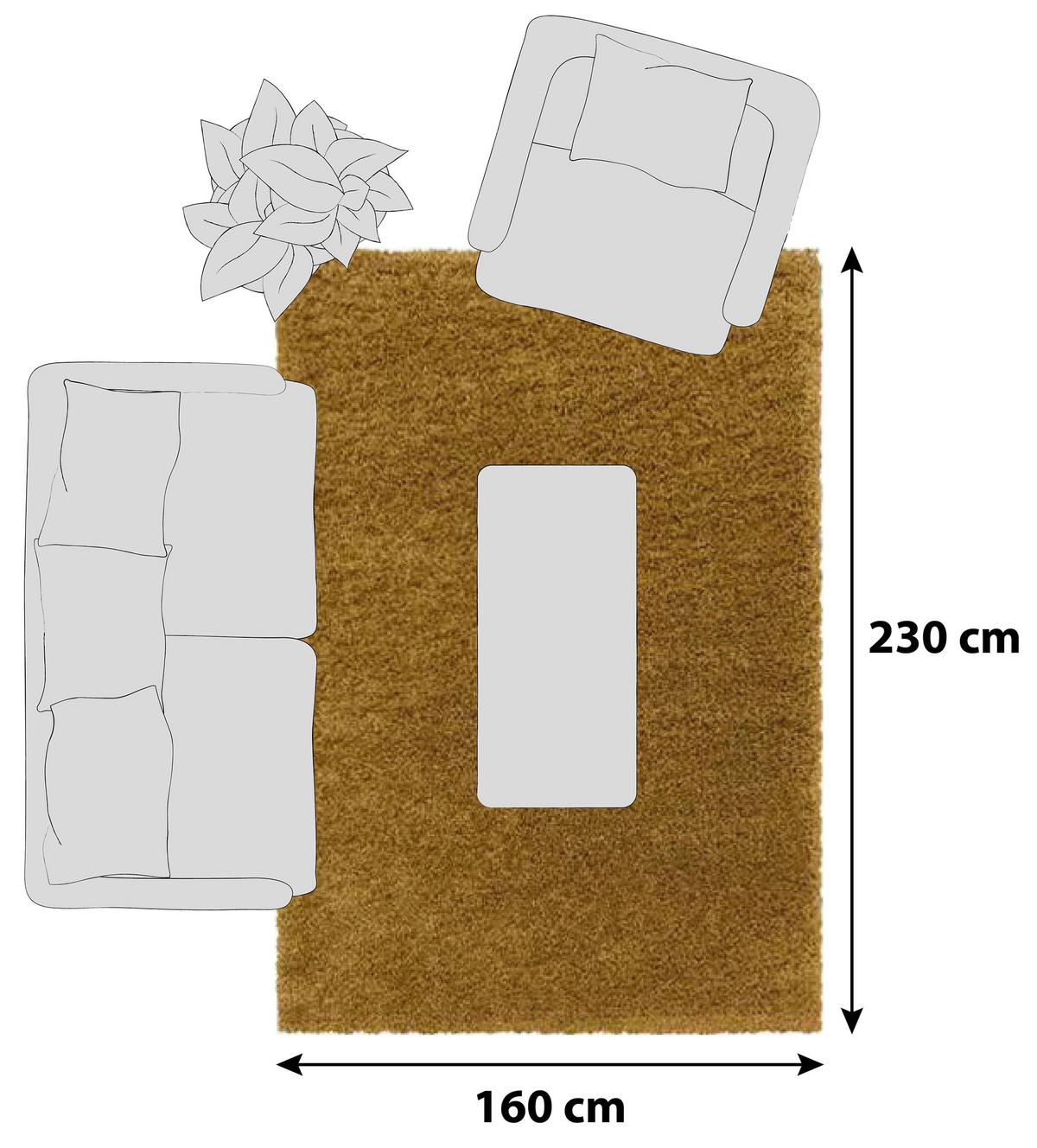Hochflor Teppich Goldfarben Naturfaser Sydney 160x230 cm - Goldfarben, Basics, Textil (160/230cm)