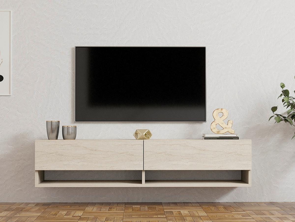 LOWBOARD Travertine  B: 141cm - Elfenbein, MODERN, Holzwerkstoff (141/31/30cm)