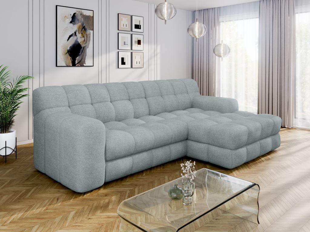 Dizajnová sedačka KARL, pravá, modrosivá - čierna/modrosivá, Modern, textil/plast (287/169cm) - Bessagi Home