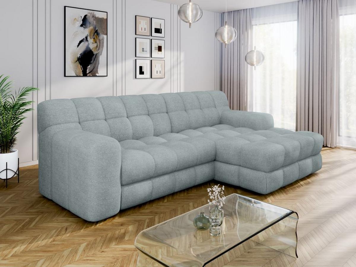 Dizajnová sedačka KARL, pravá, modrosivá - čierna/modrosivá, Modern, textil/plast (287/169cm) - Bessagi Home