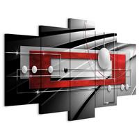 Leinwandbild Symmetry Grau Rot B: 100 cm - Rot/Grau, Basics, Holzwerkstoff/Textil (100/50/1.2cm) - artgeist