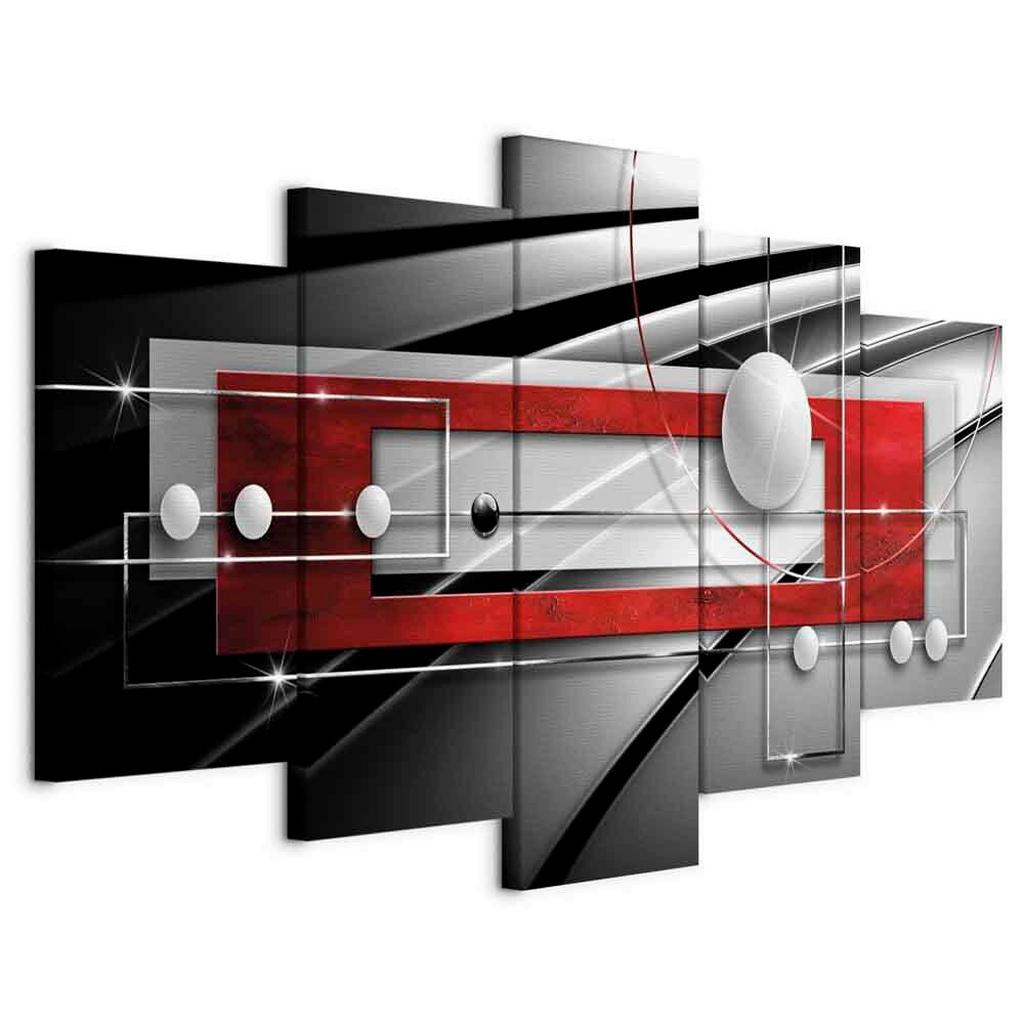 Leinwandbild Symmetry Grau Rot B: 200 cm