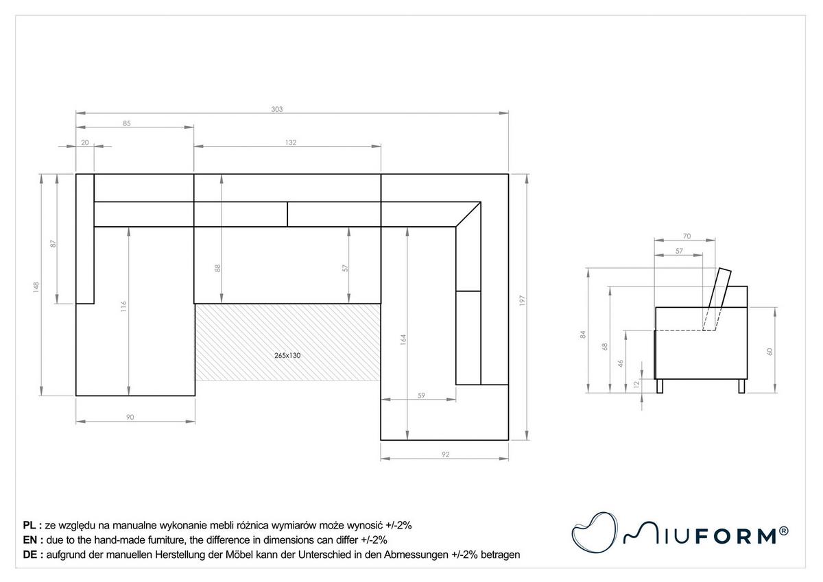 Wohnlandschaft Lofty Lilly Smaragdgrün U: 148x303x197cm - Smaragdgrün/Schwarz, Design, Textil (148/303/197cm) - MID.YOU