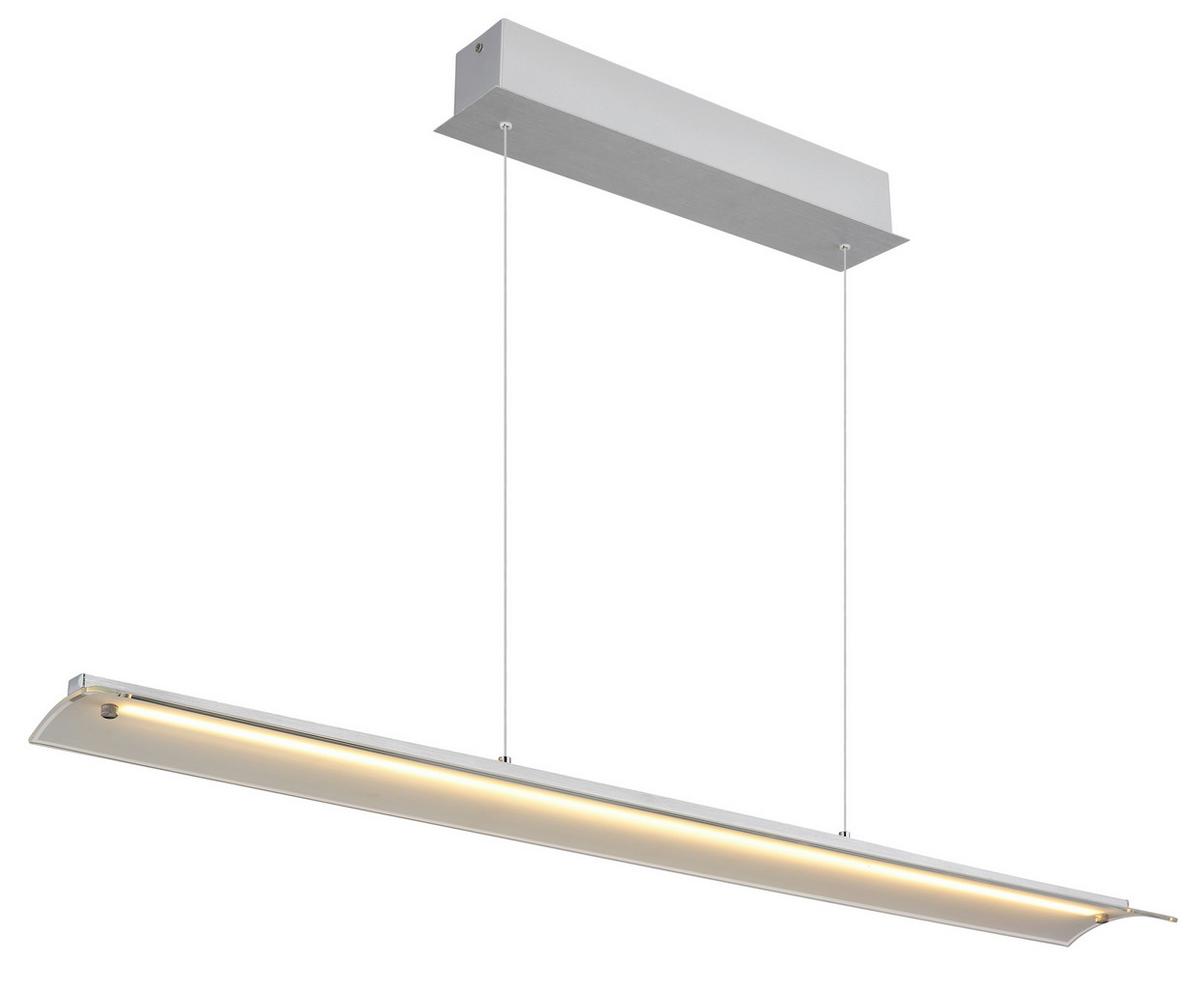 LED-Hängeleuchte 17017a - Klar/Alufarben, Design, Glas/Metall (100/12/150cm) - Globo