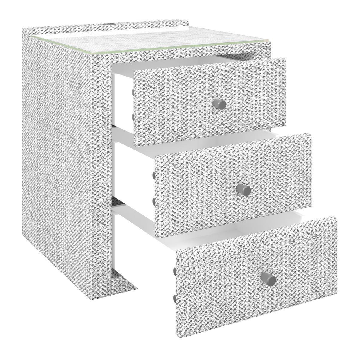 Nachtkästchen Brisbane I inkl. USB Anschluss B: 49,5cm - Grauweiß, Trend, Glas/Holzwerkstoff (49,5/56,5/46cm) - Sembella