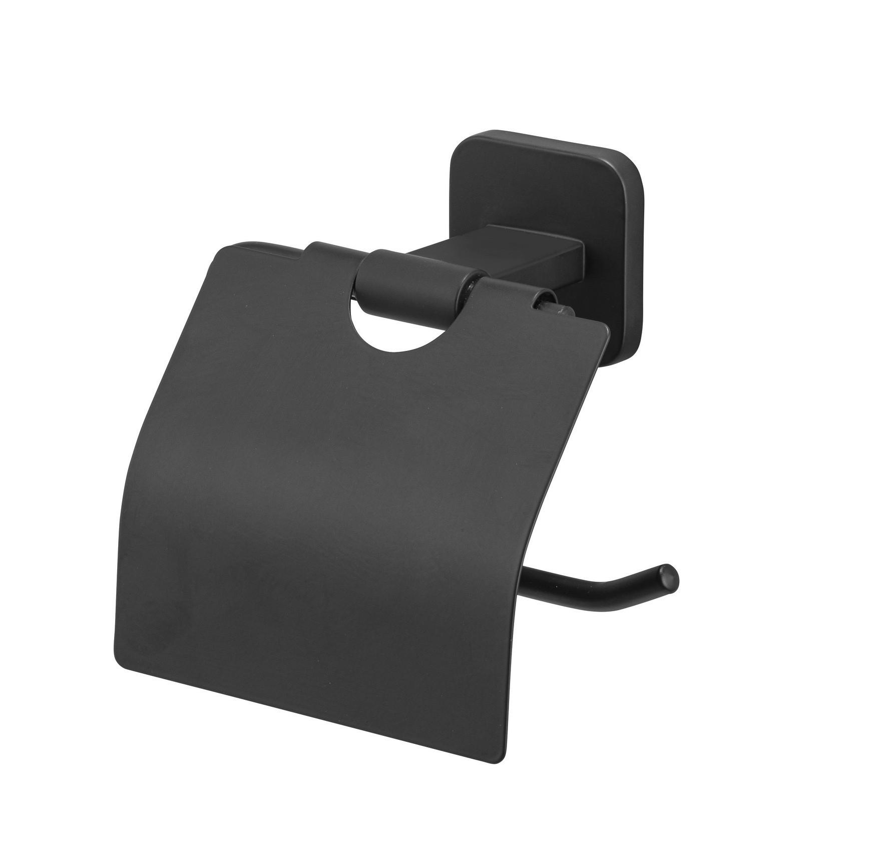 Toilettenpapierhalter Porto Black Schwarz, Wandmontage - Schwarz, MODERN, Metall (14,5/13/6,5cm) - Wenko