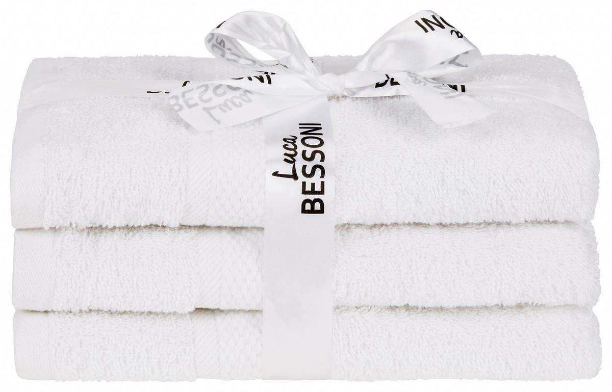 Handtuch Fiolina Baumwolle Weiß 50x100 Cm 3er-Pack - Weiß, MODERN, Textil (50/100cm) - Luca Bessoni