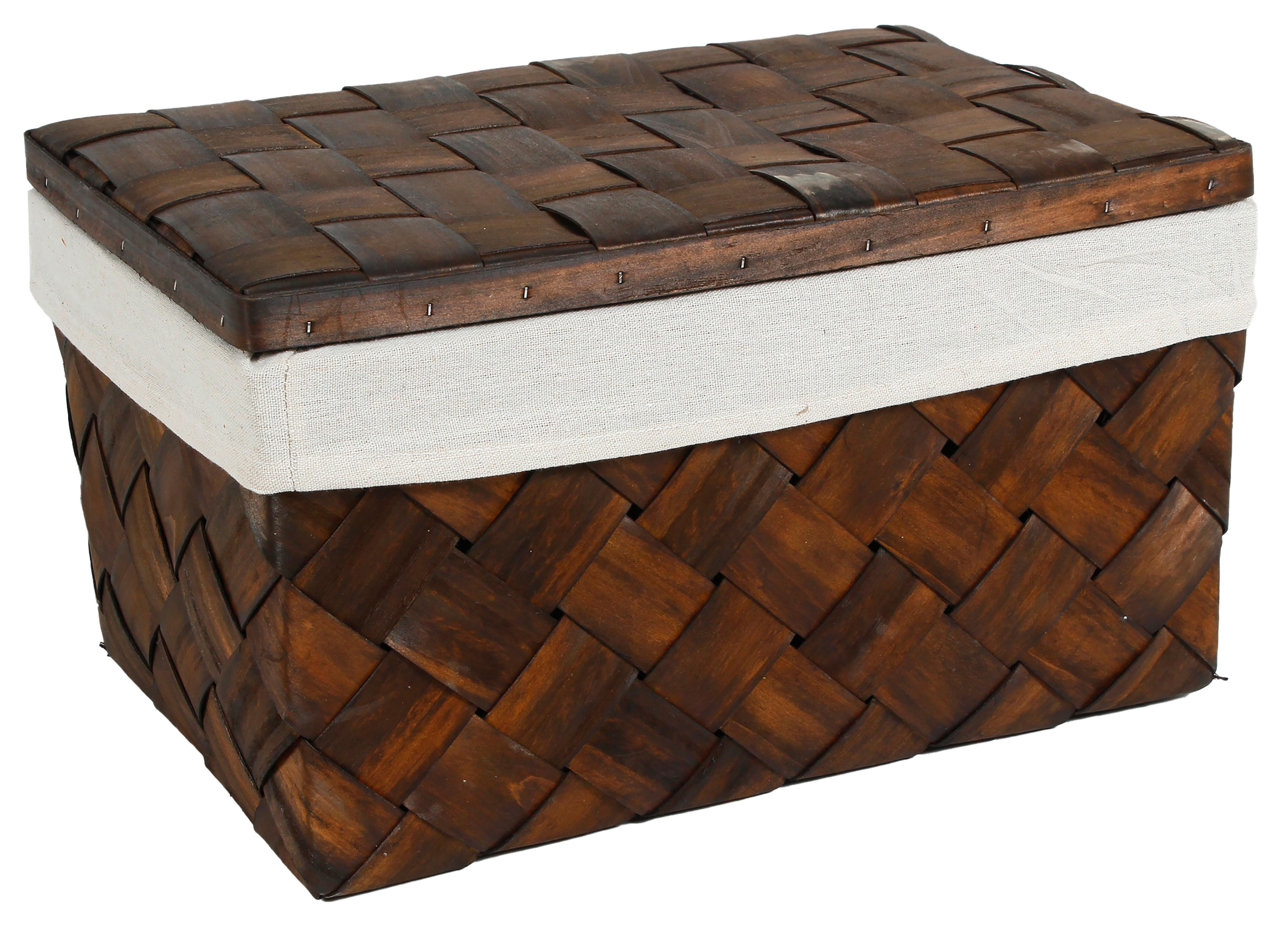 Korb Petra - L - Braun/Weiß, Basics, Holz/Textil (42/29/23cm) - Luca Bessoni