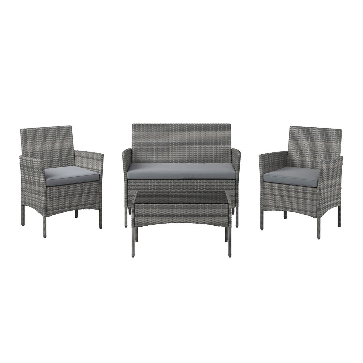 Loungegarnitur Cusco - Grau, MODERN, Kunststoff/Textil - Beldano