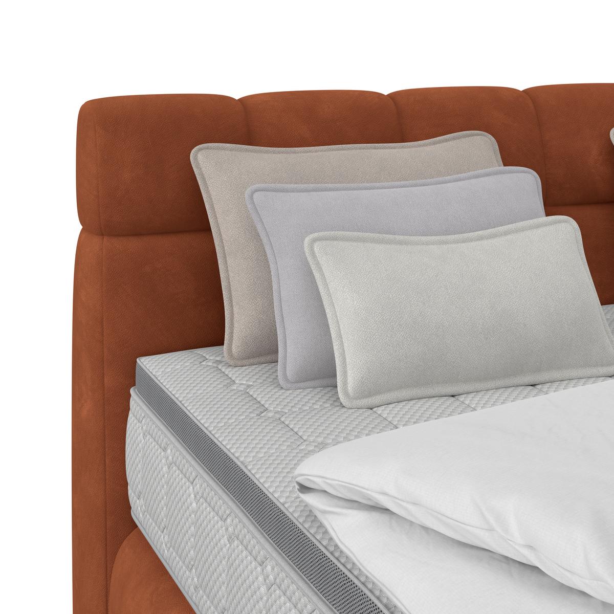 Boxspringbett Nobu Rostbraun, Lf: 180x200 Cm - Rostfarben/Schwarz, Trend, Holz/Textil (180/200cm)