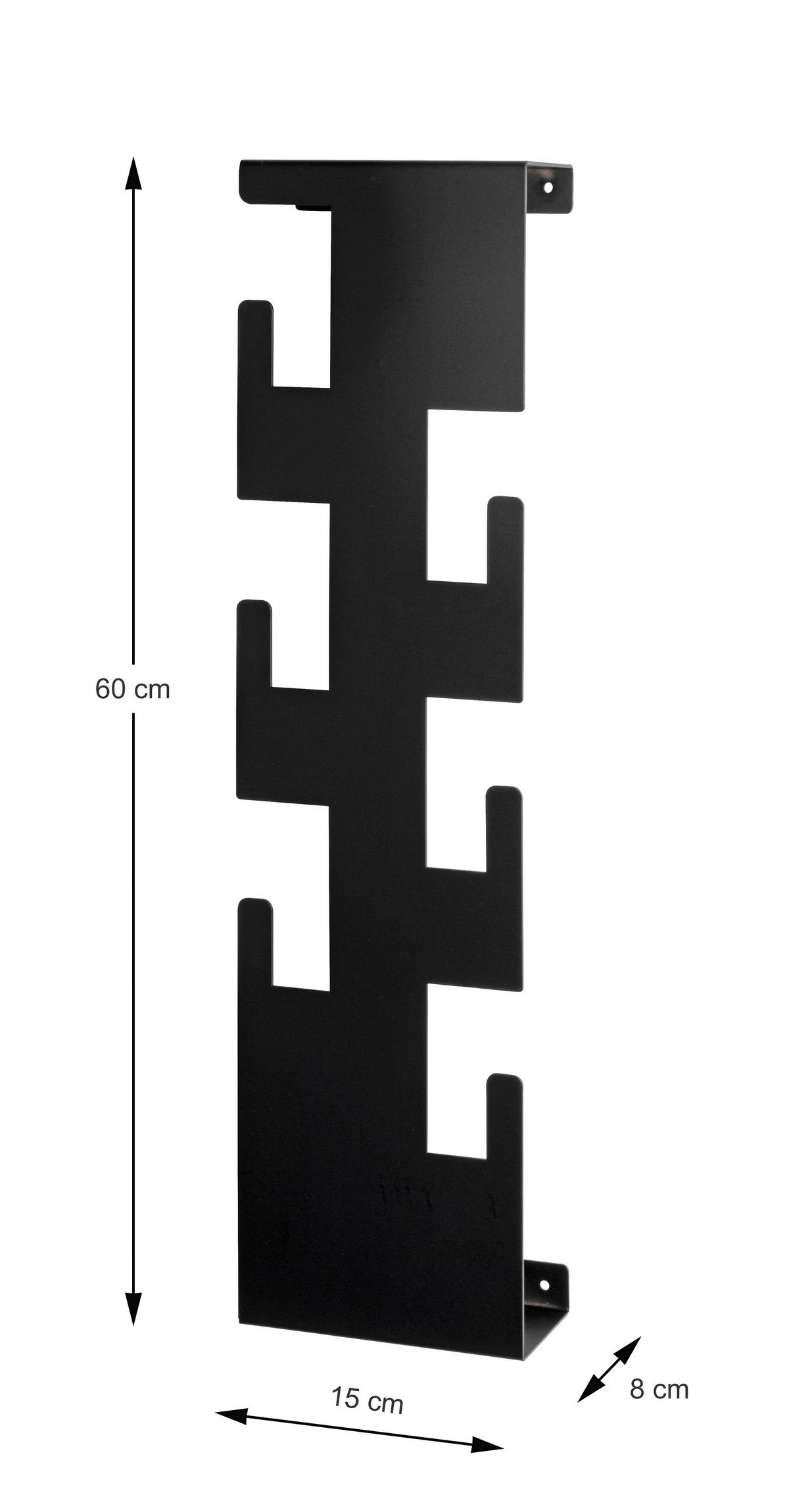 Nástěnná šatna LUNIS černá - černá, Moderní, kov (15/60/8cm) - Mömax