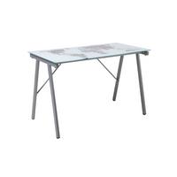 Schreibtisch Grau, Weiß L: 113cm - Weiß/Grau, Design, Glas/Metall (113/58/73cm) - Livetastic